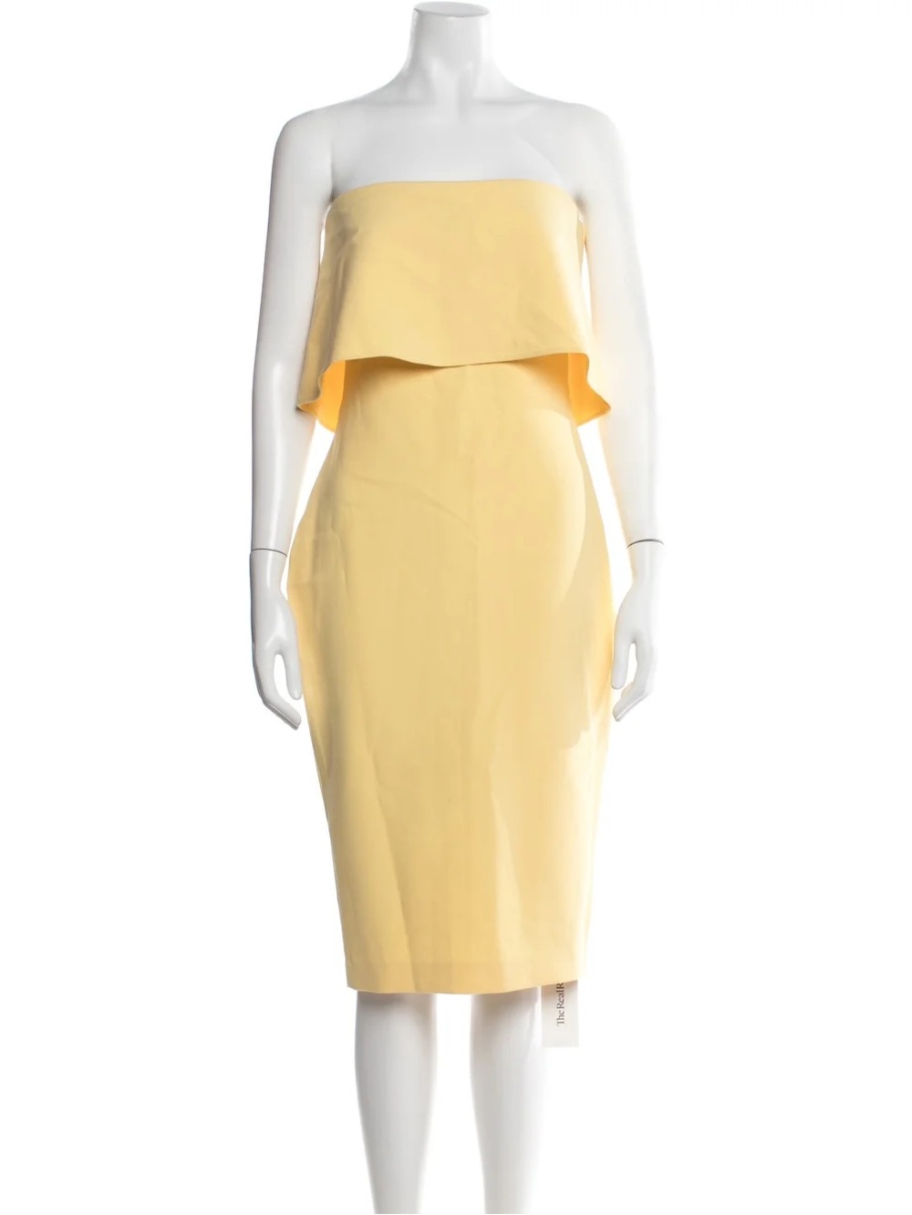 Likely Driggs Strapless butter Yellow 
 Midi Dress